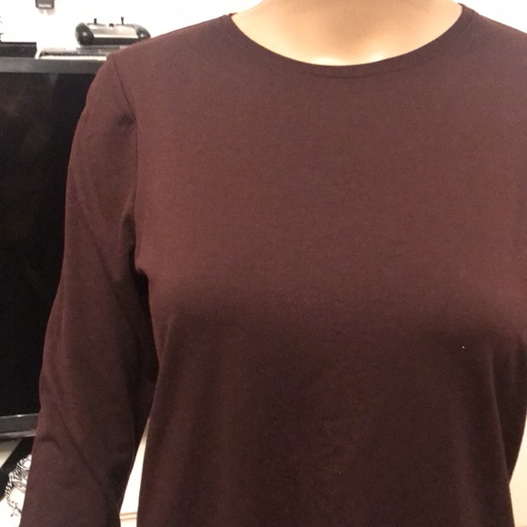 Eileen Fisher Dark Brownstone Tencel Crew Neck Top Size XS - Picture 2 of 5